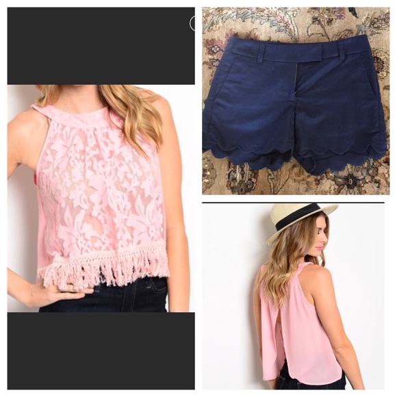 Be.you.tiful semi sheer lace open top pink S - Picture 3 of 7